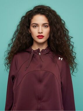 Under Armour Storm 1 ColdGear Full Zip Fleece Hoodie Maroon Size L